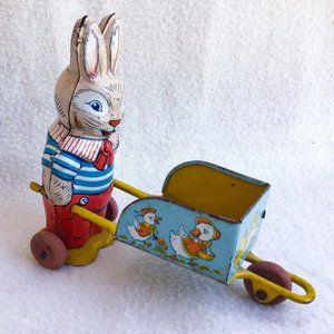 Tin Easter Bunny Cart